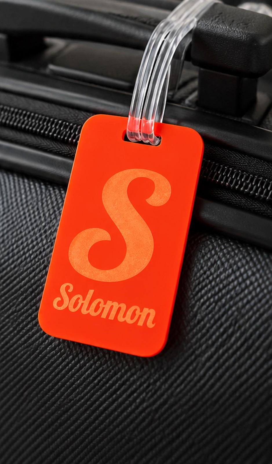 Personalized acrylic luggage tag with an initial and name