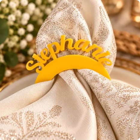 Personalized name napkin rings made for a special table